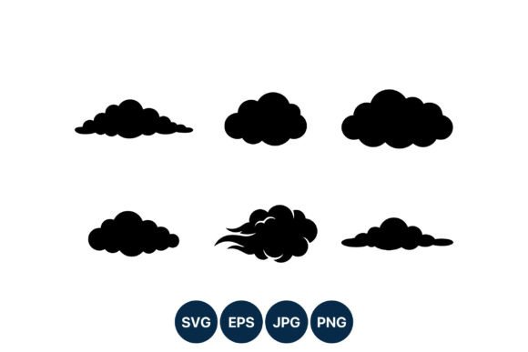 Black Cloud Silhouette Vector Shapes for Dynamic Design