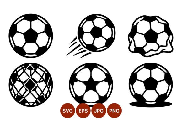 Black White Soccer Balls Six Styles: Essential Vector Icons