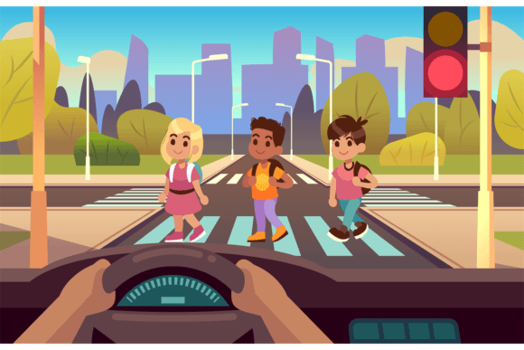 Car Inside Crosswalk. Drivers Hands on W: A Font for Urban Motion