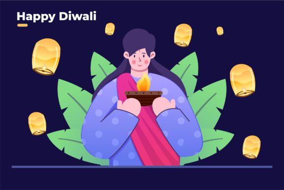 Celebrate Diwali with India Woman Holding Candle