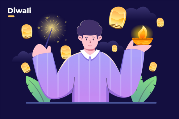 Designing with Light: The Celebrating Diwali Illustration