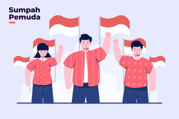Illustration Selamat Hari Sumpah Pemuda: Creative Assets