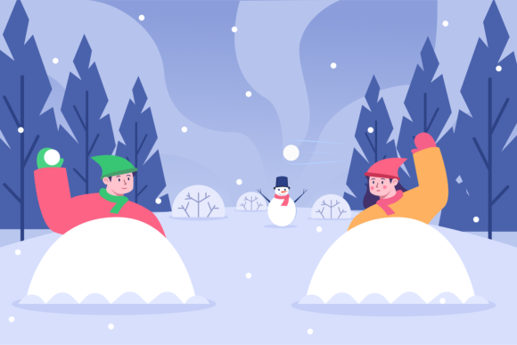 Kids Playing Snowball Fight at Winter: Capture Festive Energy