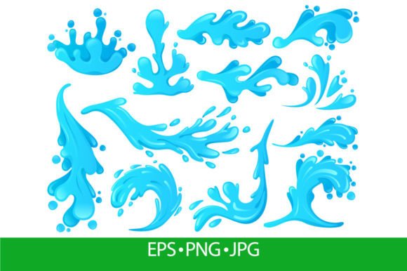 Ocean Water Waves, Blue Splash Wavy: Dynamic Design Elements