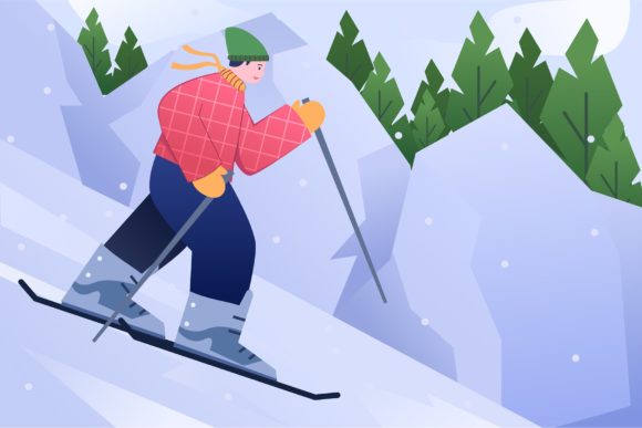 Person Skiing at Mountains in Winter: A Dynamic Visual Asset