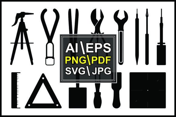 Silhouettes of Various Hand Tools: A Visual Asset for Every Project